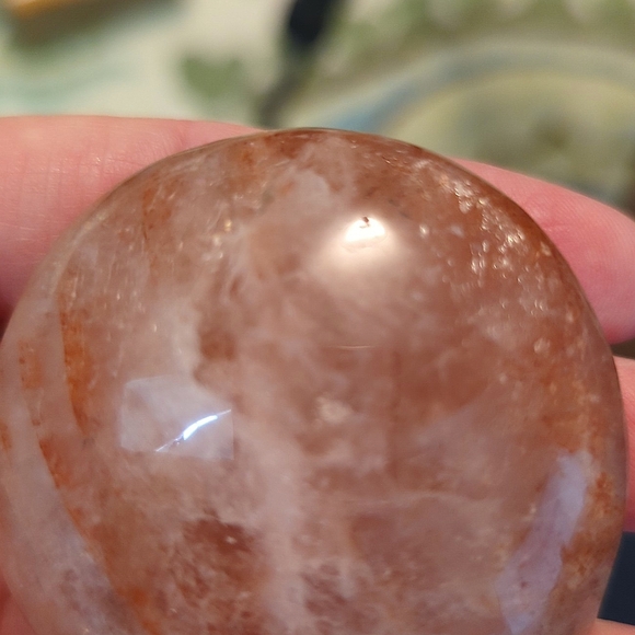 Sparkly Hematoid Fire Quartz Palm Stone - Picture 7 of 9